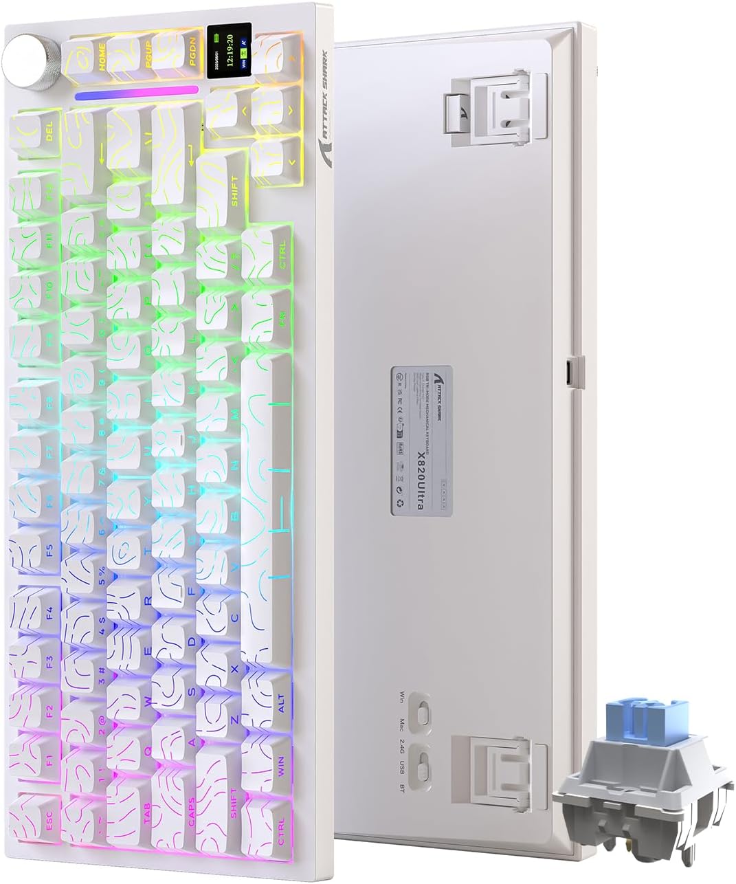 SHARK X820Ultra ゲーミングキーボード シャークスイッチ 等高線白